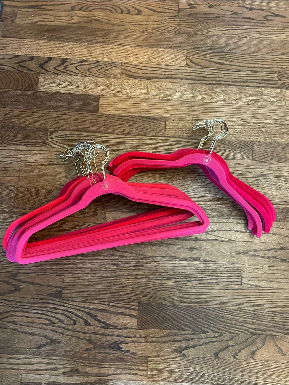33 Joy Mangano Hot Pink Velvet Hangers (19 pant, 14 shirt)